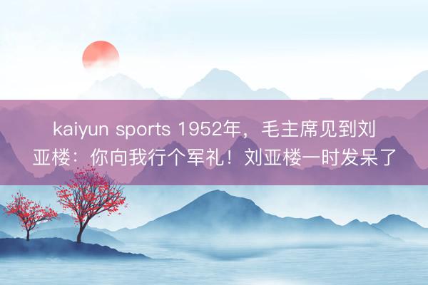 kaiyun sports 1952年，毛主席见到刘亚楼：你向我行个军礼！刘亚楼一时发呆了