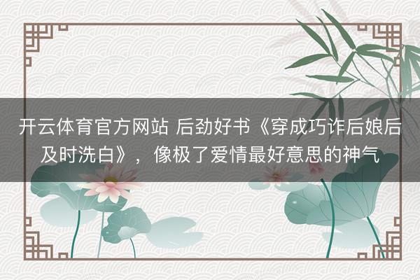 开云体育官方网站 后劲好书《穿成巧诈后娘后及时洗白》，像极了爱情最好意思的神气
