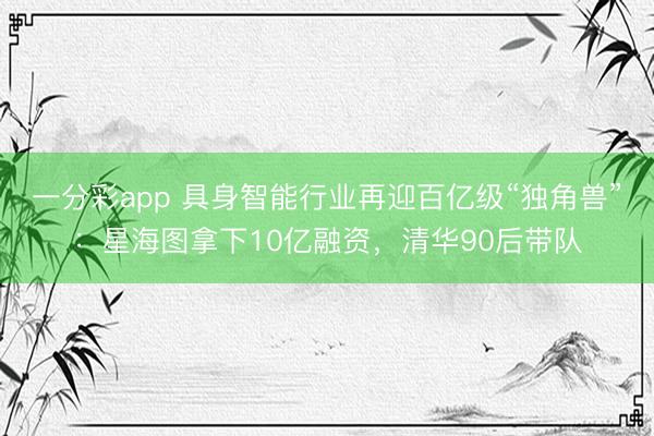 一分彩app 具身智能行业再迎百亿级“独角兽”：星海图拿下10亿融资，清华90后带队