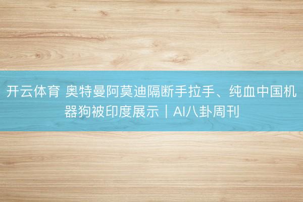 开云体育 奥特曼阿莫迪隔断手拉手、纯血中国机器狗被印度展示|AI八卦周刊