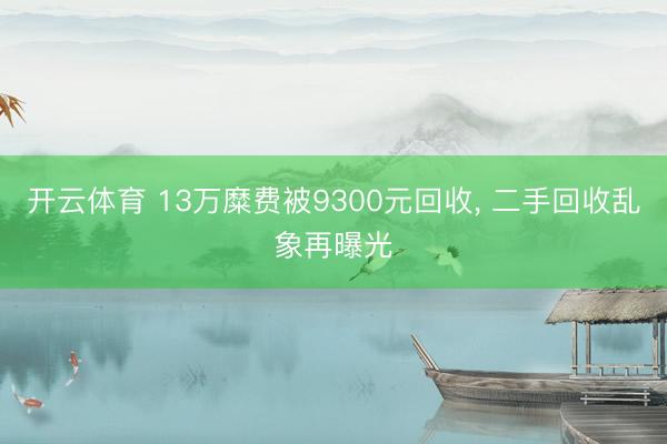 开云体育 13万糜费被9300元回收， 二手回收乱象再曝光