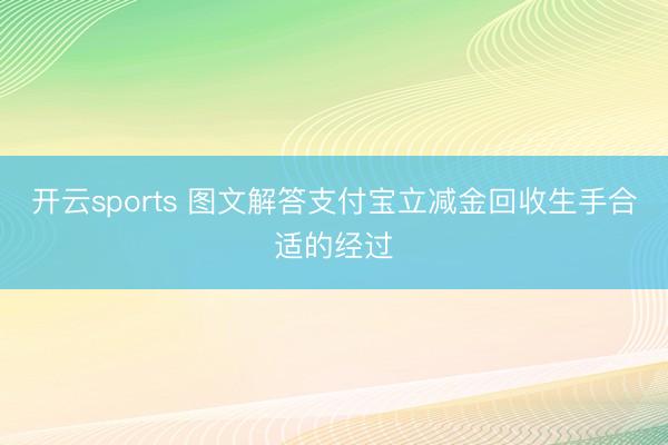 开云sports 图文解答支付宝立减金回收生手合适的经过